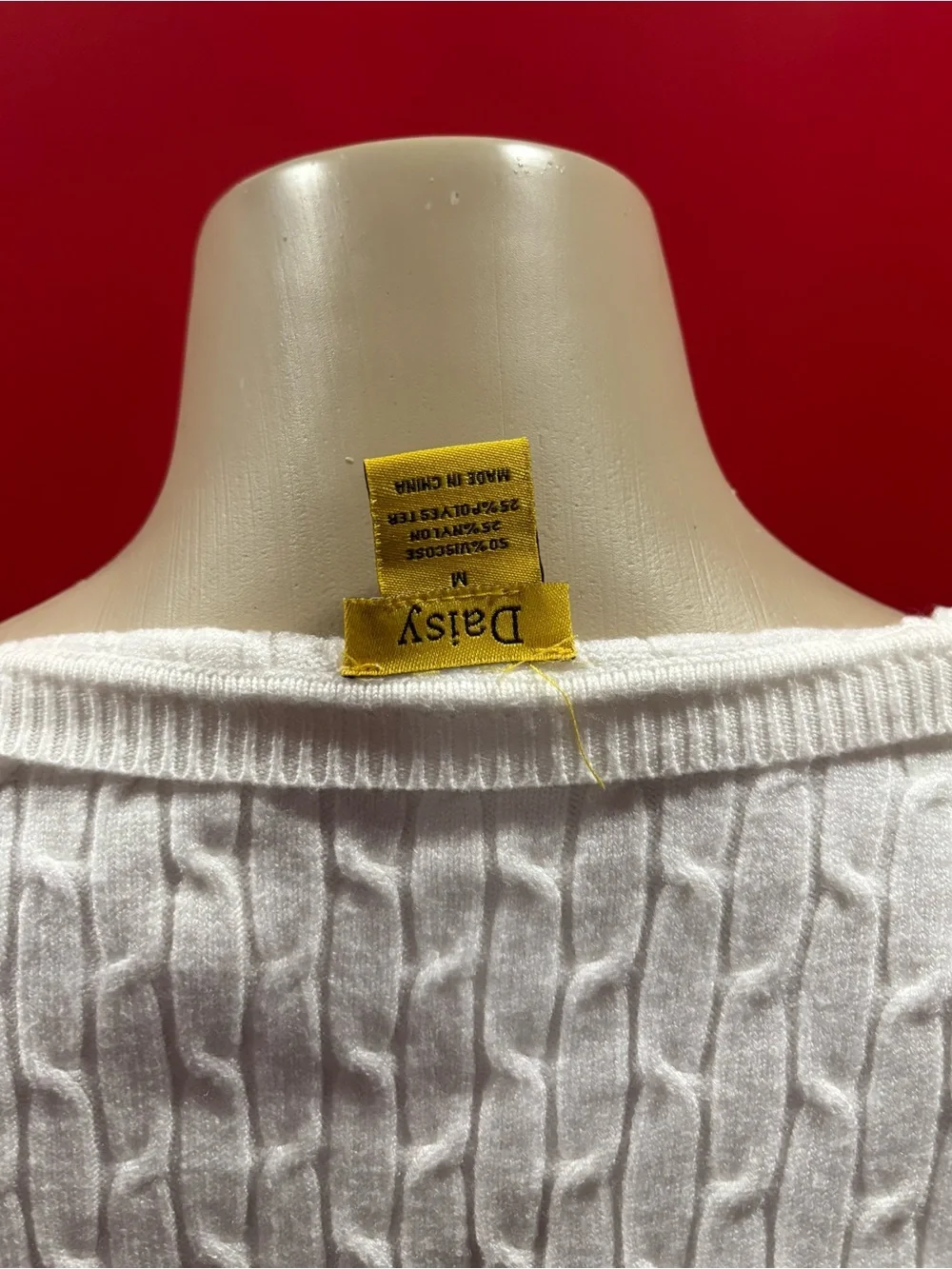 Daisy White Cable Knit Cropped Top
